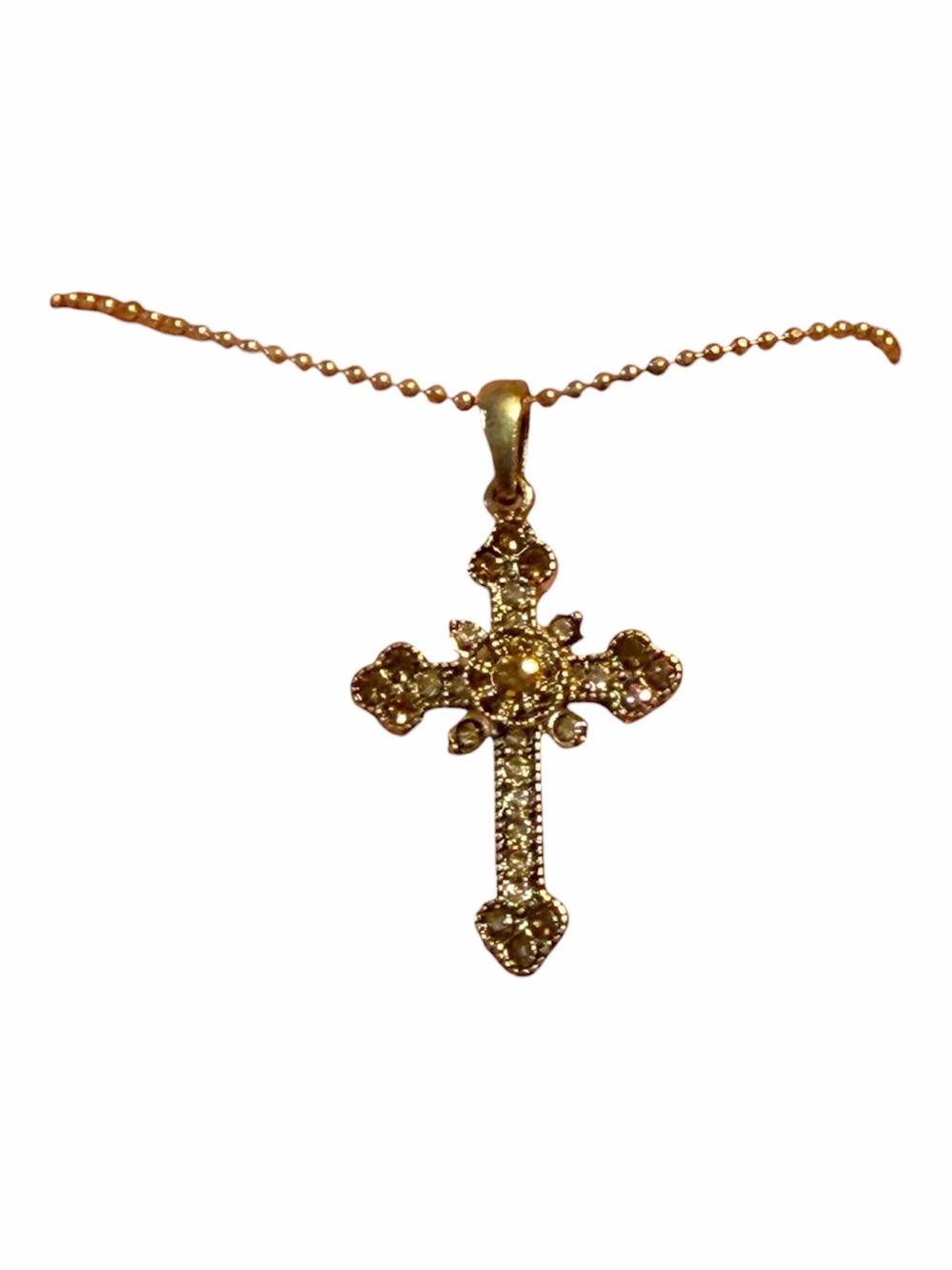 Gold Austrian Crystal Cross Necklace